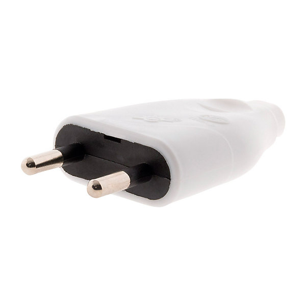 Lot de 10 fiches mâles 2P 6A - Blanc - Zenitech