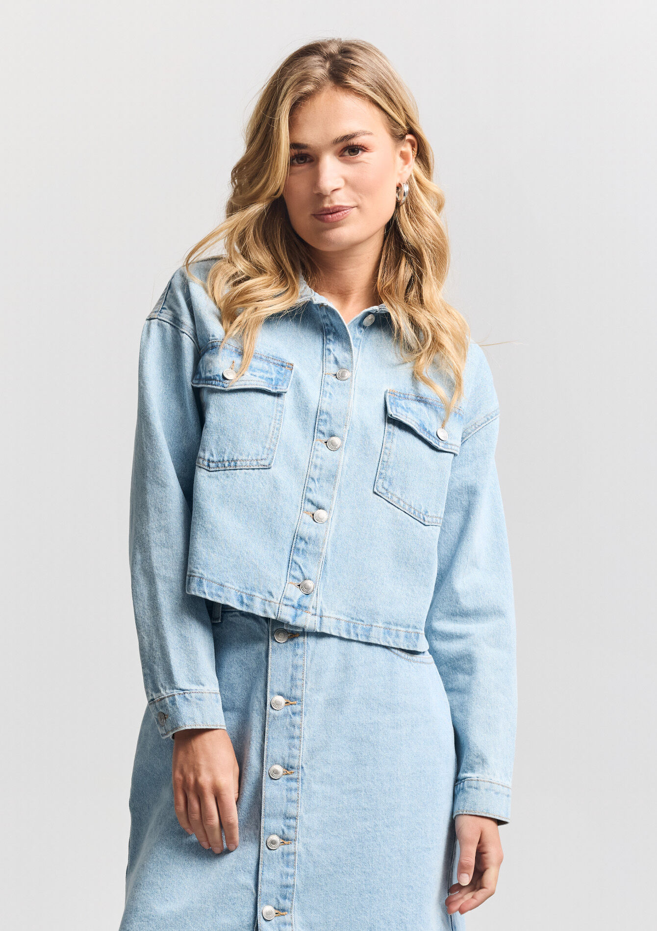 Cropped denim jasje