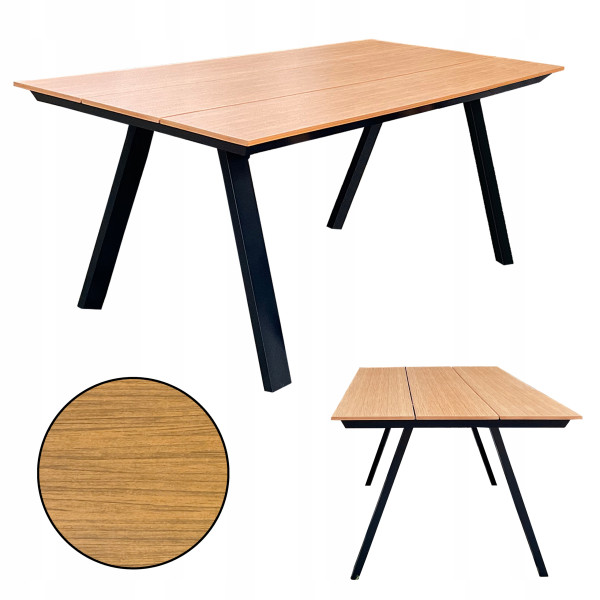 Aluminiowy stół ogrodowy Madera 180x91x74 na taras z blatem polywood drewno