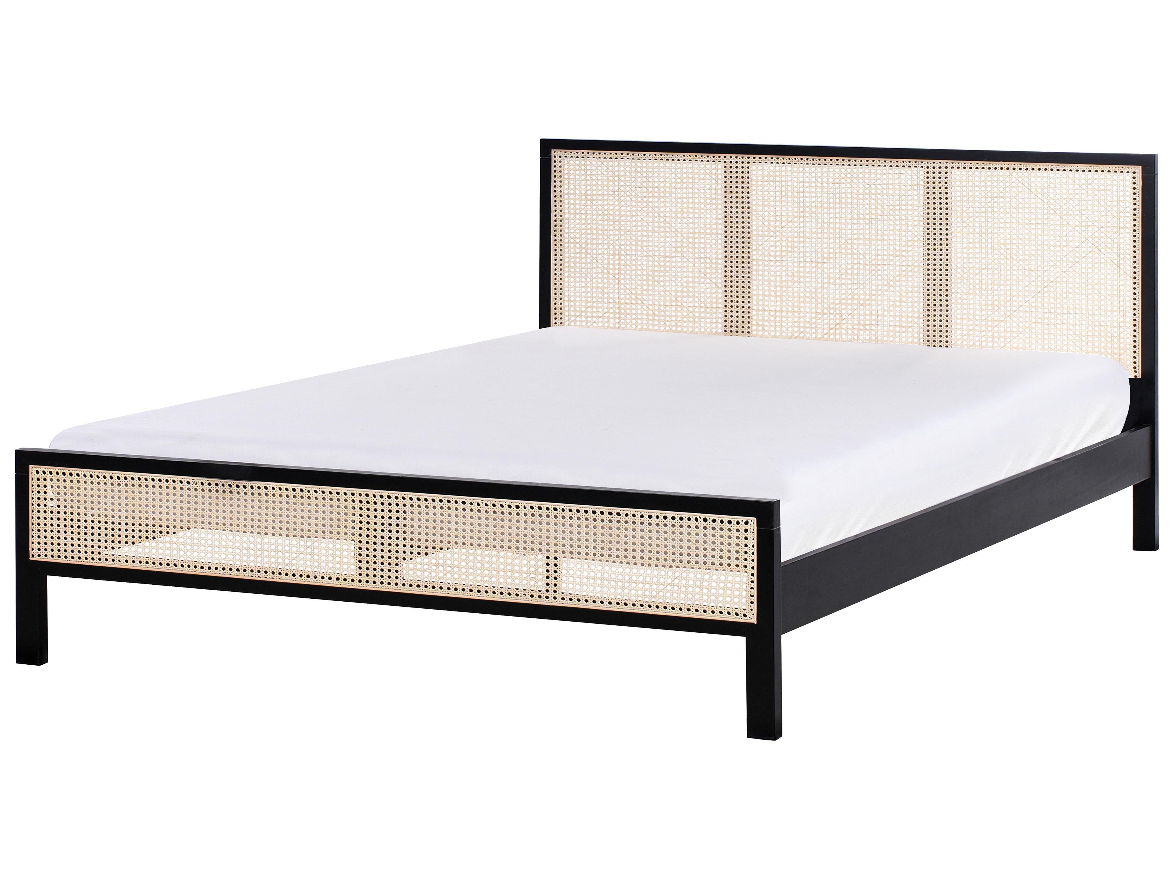 Bed Pine Wood SALERNAS 140 x 200 cm (EU Double) Black