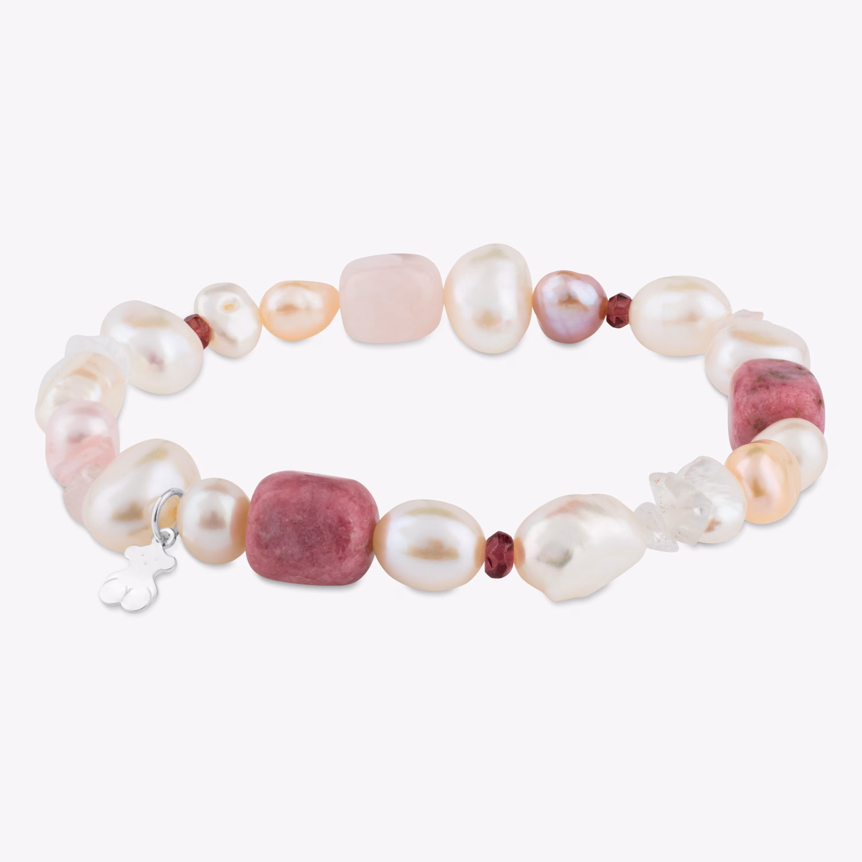 Pulsera de plata con perlas, granate, rodonita y cuarzo TOUS Pearls