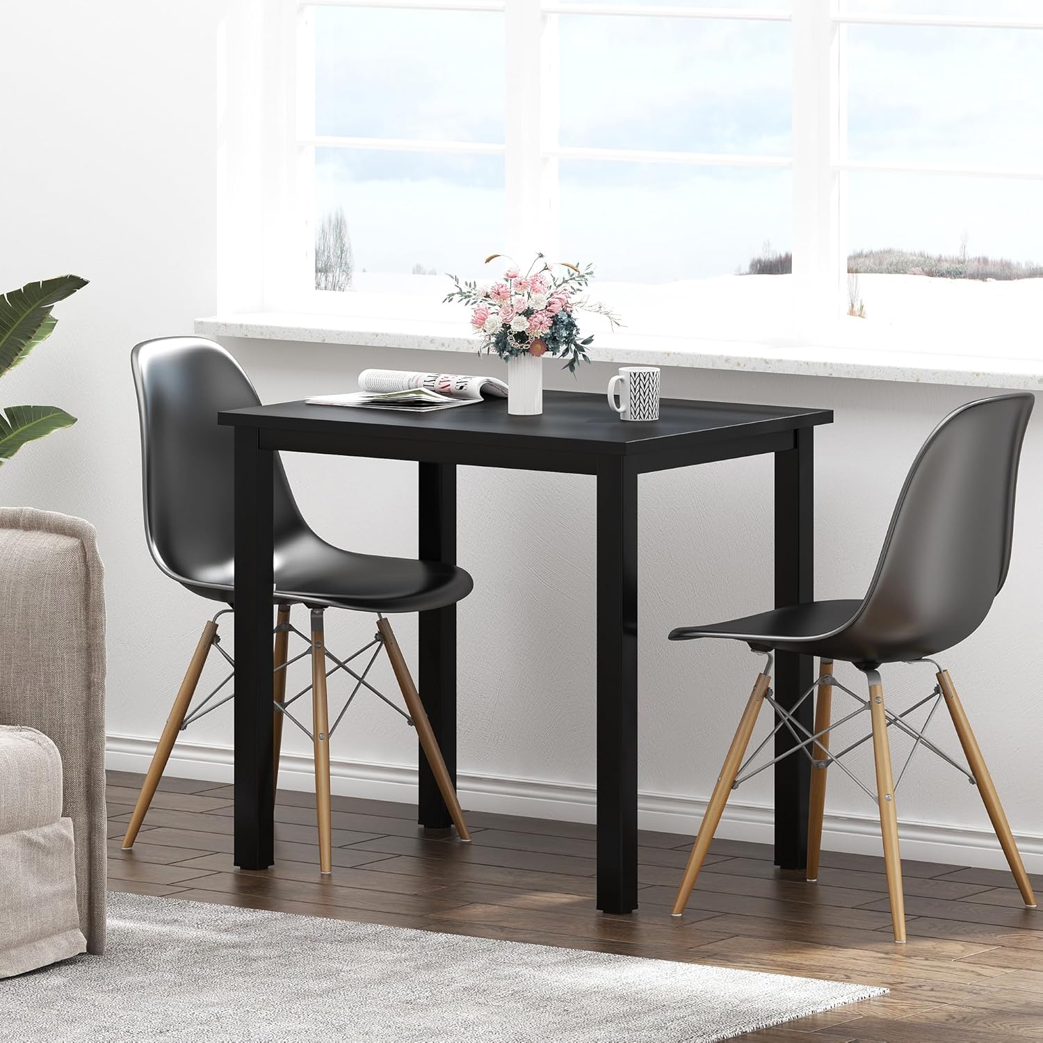 Need Dining Table Small Computer Desk for Home&Office- 31.5 Length Small Writing Desk Gaming Desk Students Laptop Use, Black Desktop & Black Frame AC3CB(80 * 60)
