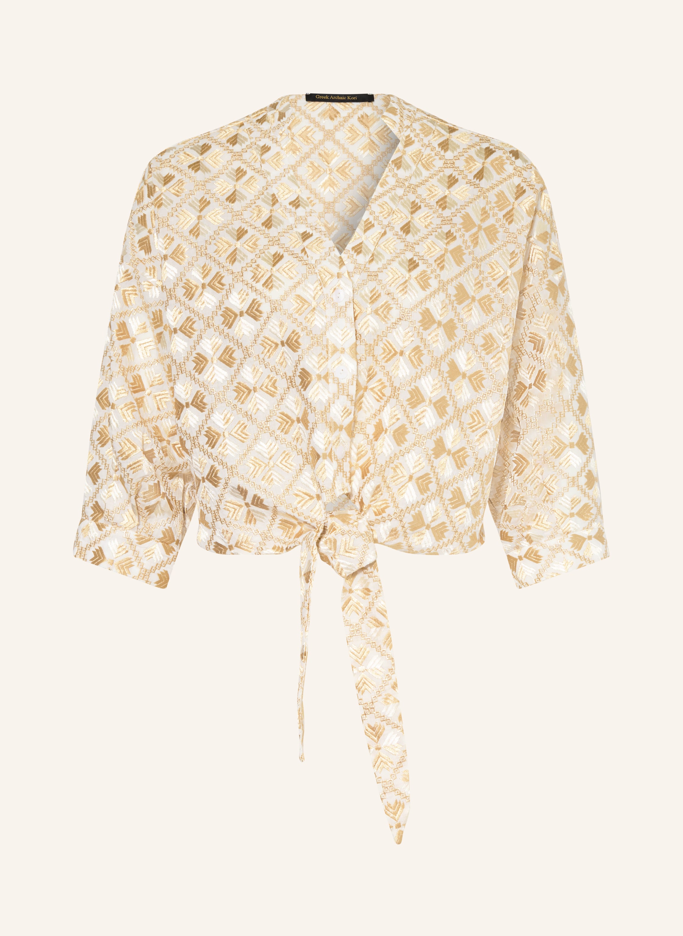 Greek Archaic Kori Bluse FLAKES mit 3/4-Arm