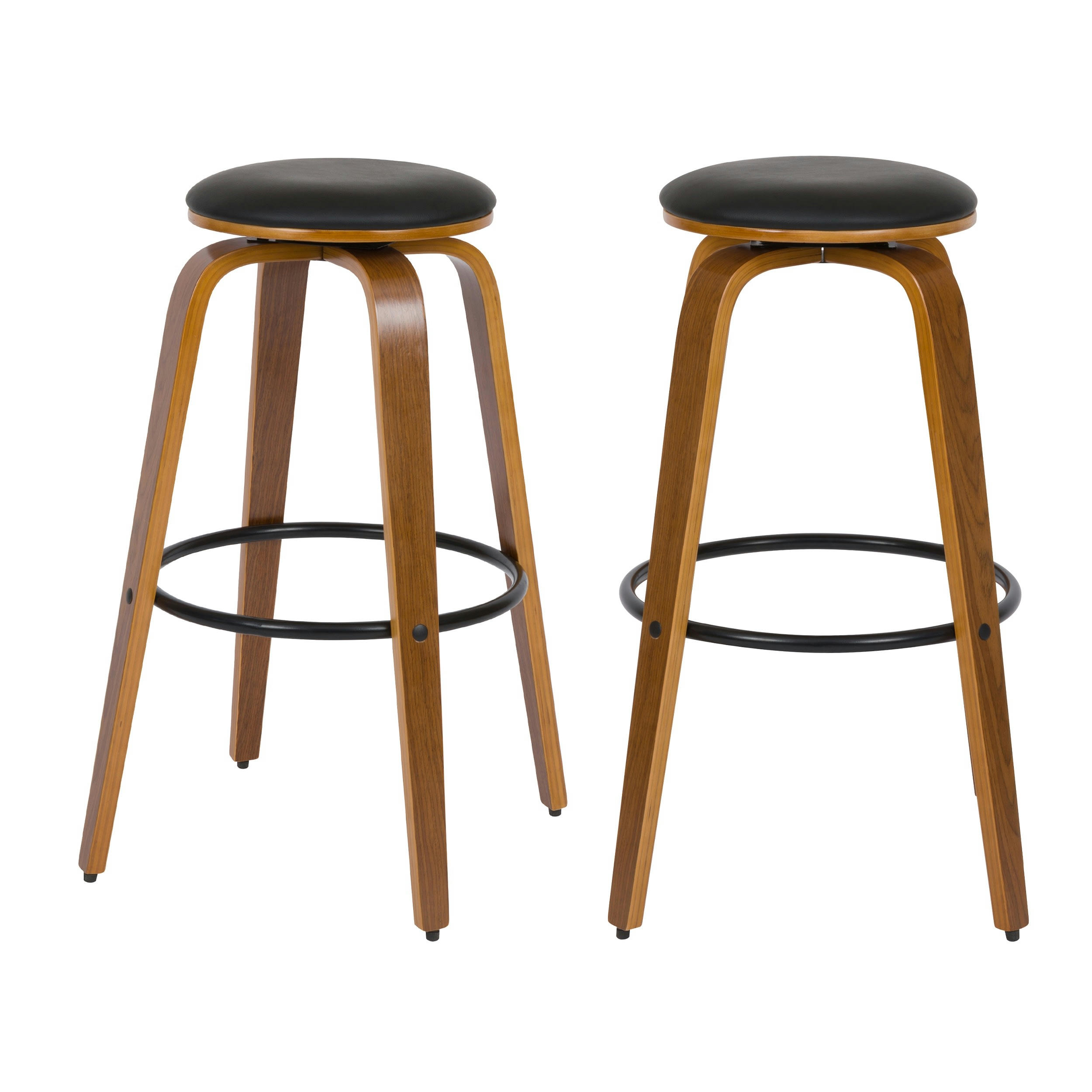ARTHUS - Tabouret de bar 78 cm en cuir synthétique noir (lot de 2)