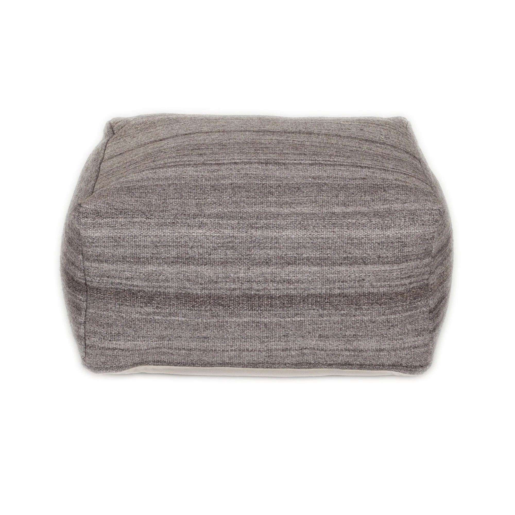Striped Pouf Ottoman - 24 - Gray and Brown