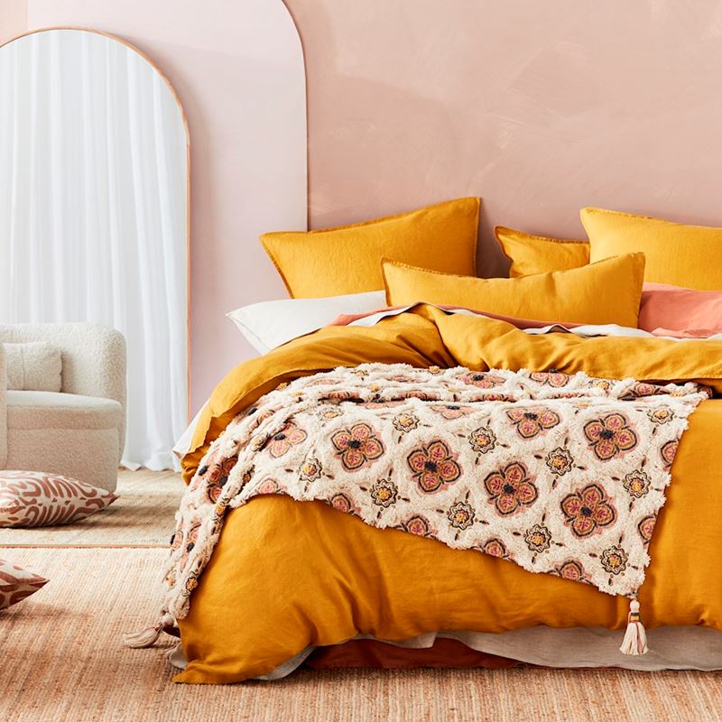 Leighton Natural & Pink Throw