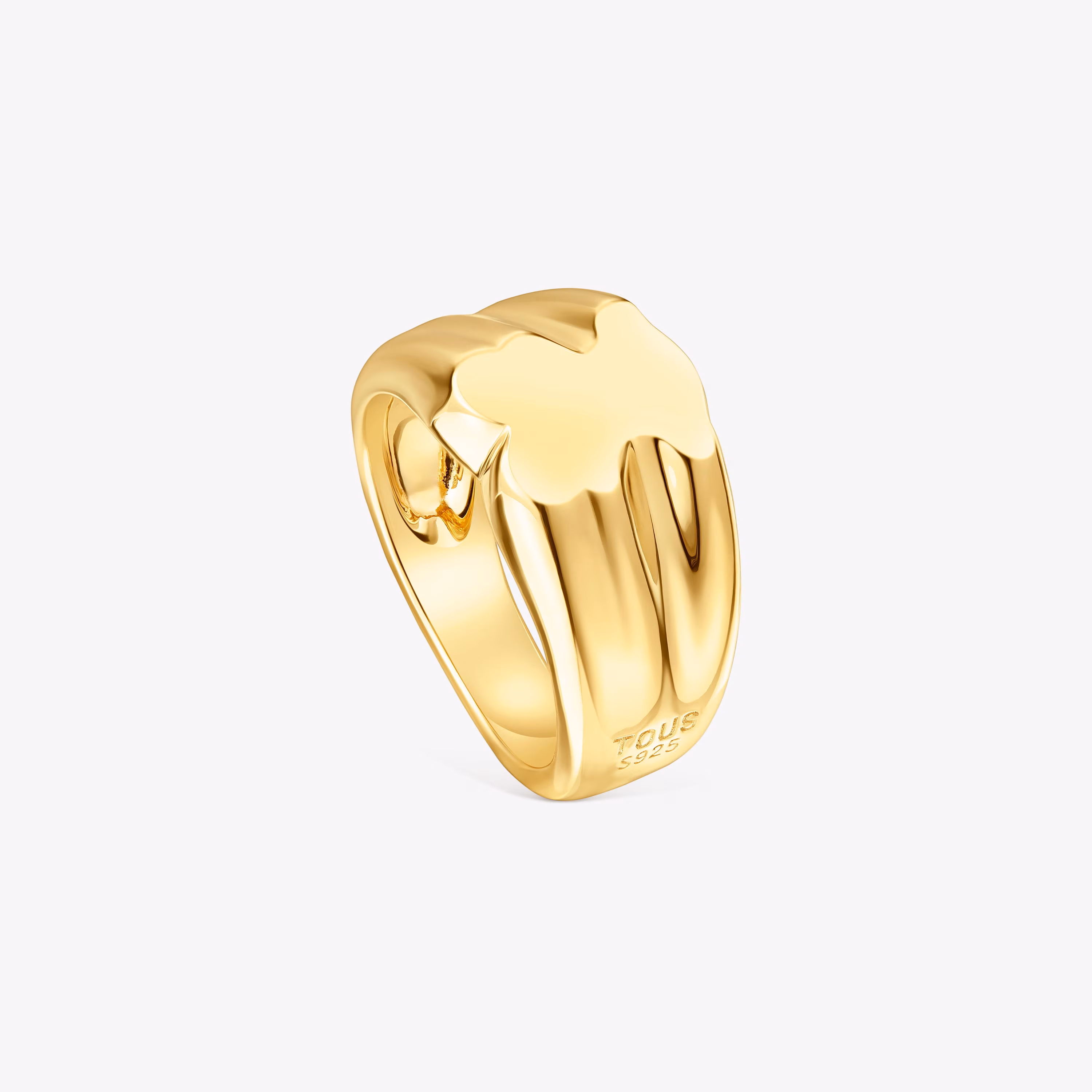 Anillo sello oso 10 mm con baño de oro 18 kt sobre plata Sweet Dolls