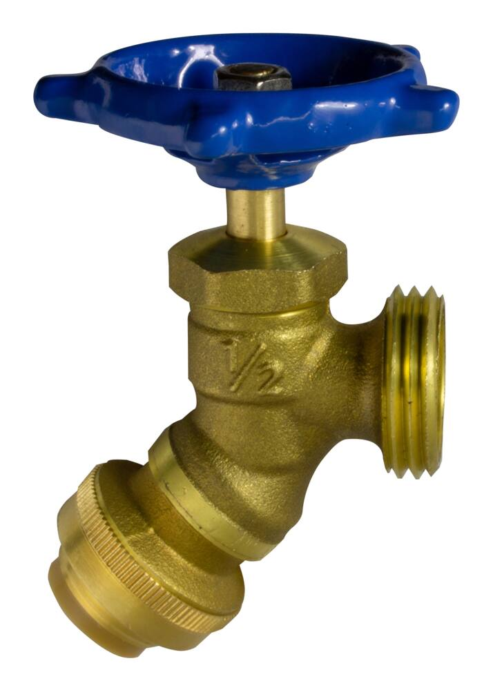 Waterline Push N' Connect Boiler Drain Valve with Flange, 1/2-in Push x 3/4-in Male Hose Thread