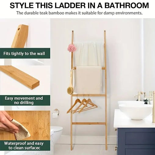 NNETM Ladder Style Storage Rack - Space Saving Towel and Blanket Organizer