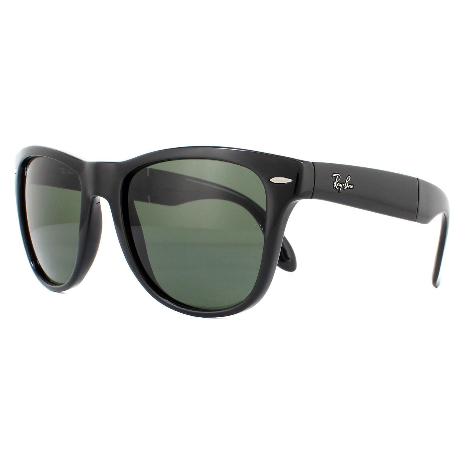 Ray-Ban Rectangle Black Green Folding Wayfarer 4105 Sunglasses
