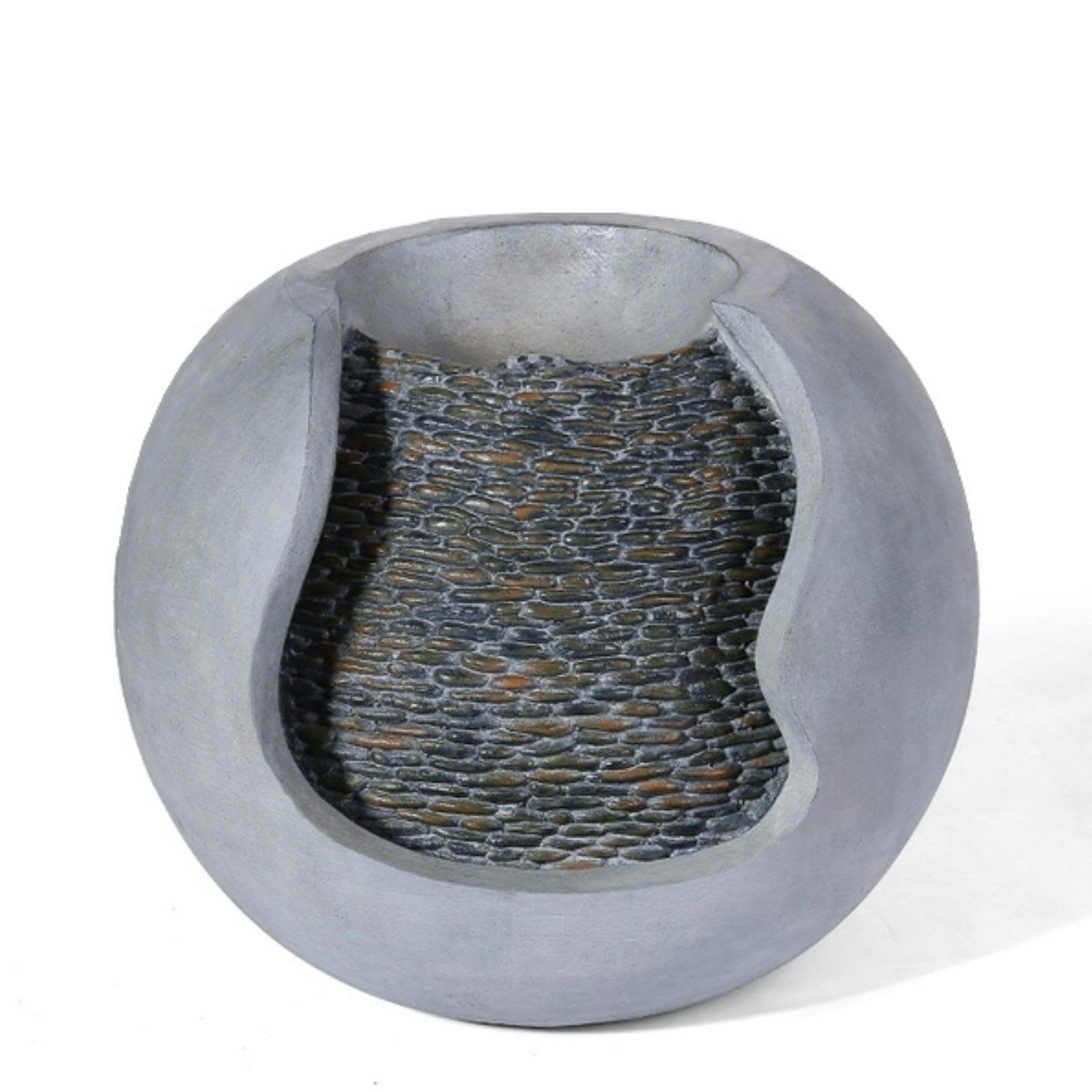 ANDY - Fontaine moderne Style épuré grande taille en résine grise - H37