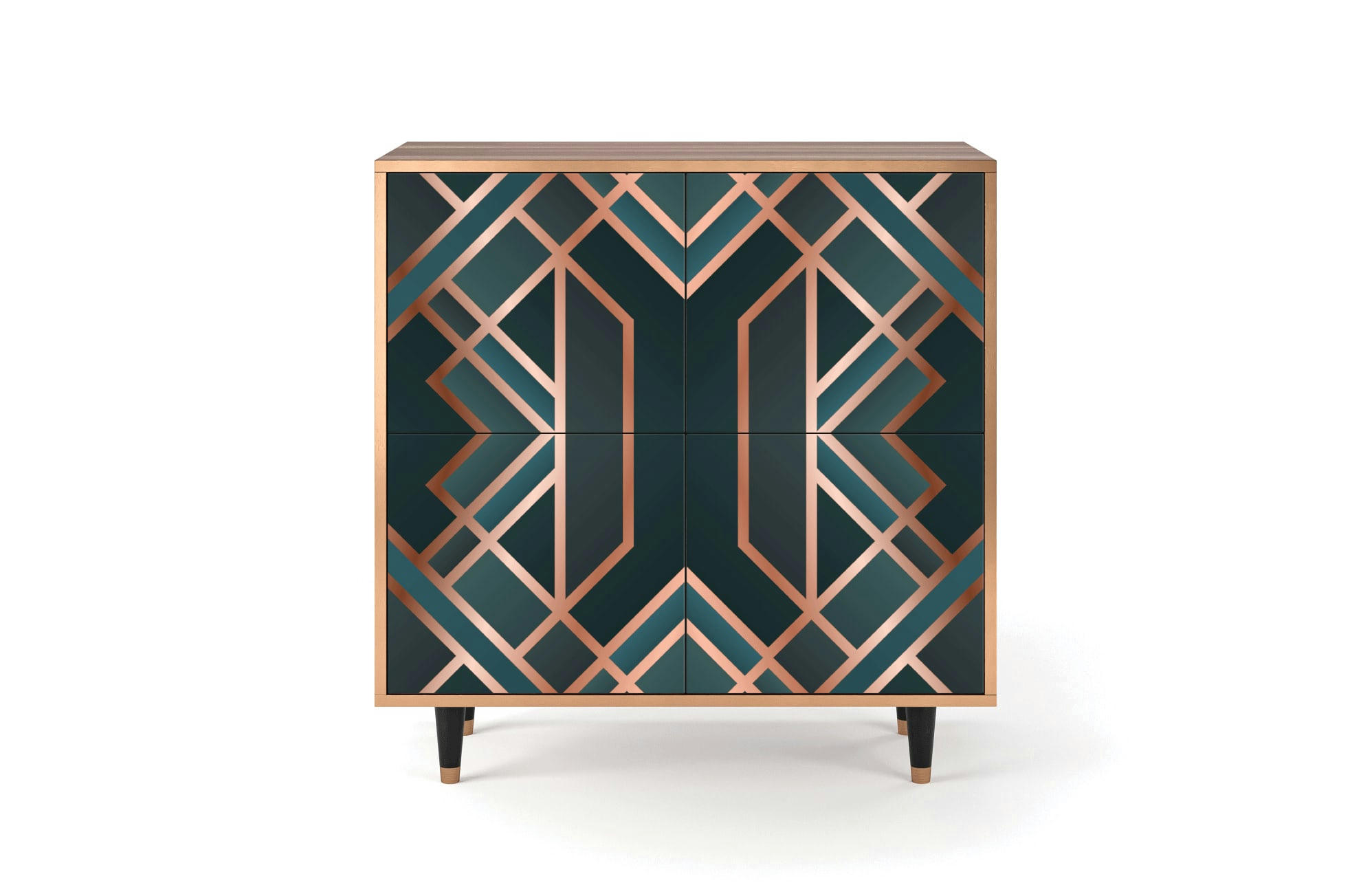 BRONZE CROSSROAD - Buffet  bleu-vert 4 portes L 94 cm