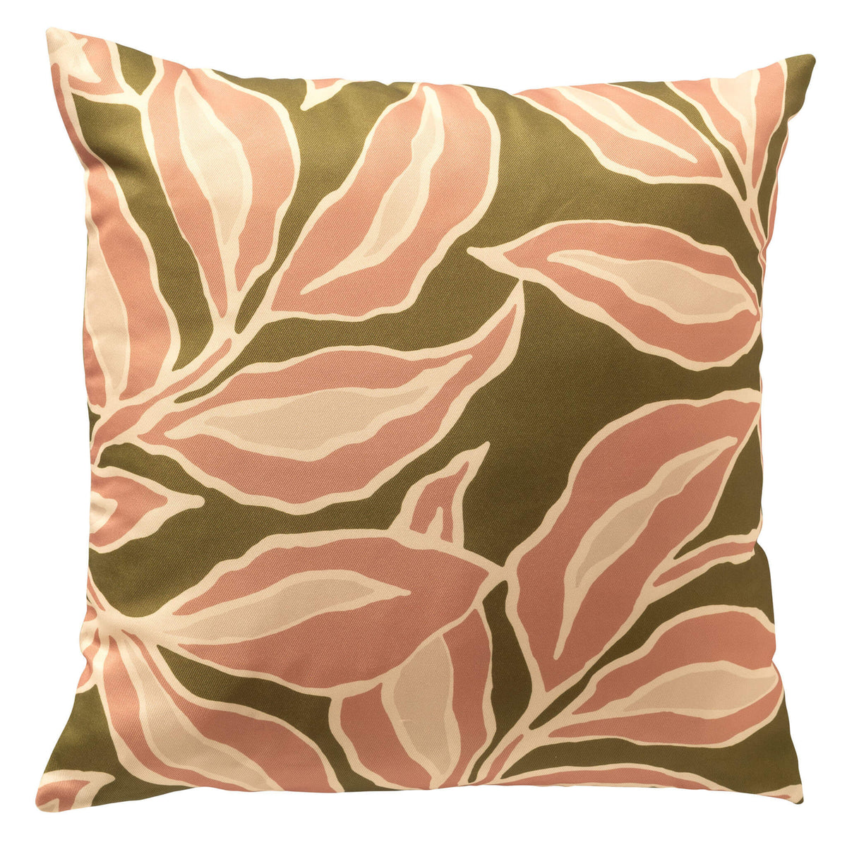ELARA - buitenkussen 40x40 cm - bladmotief - Muted Clay - roze, groen, beige