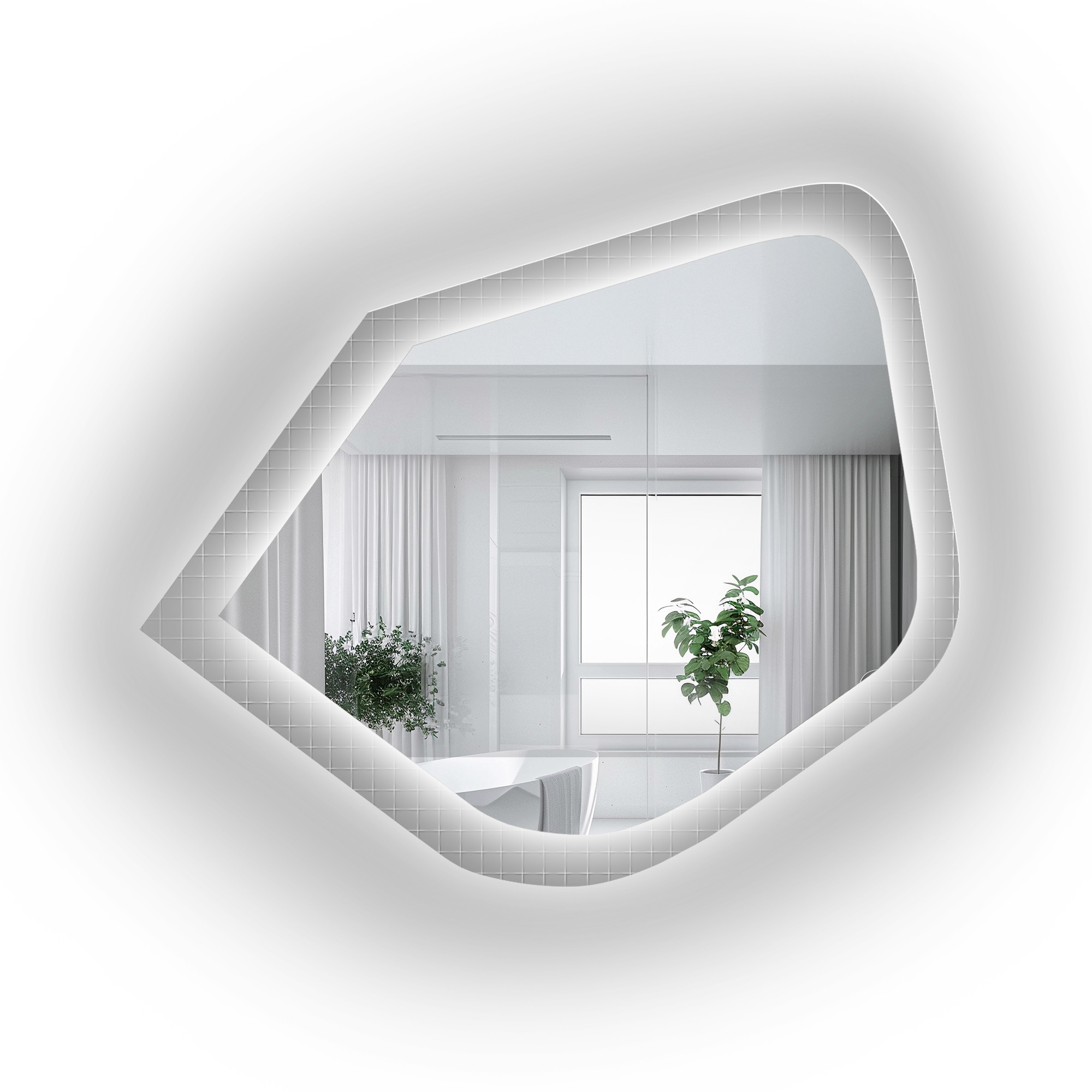 Lustro na szkle ornamentowym z podświetleniem - LUXORA PRISTAL LED