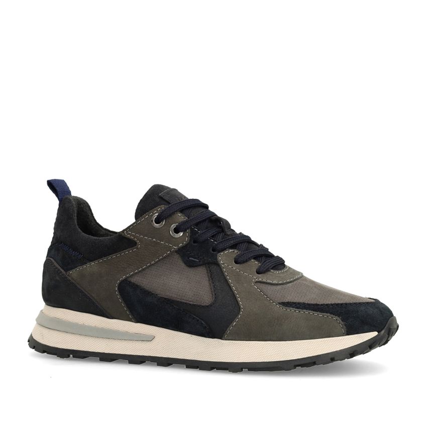 Manfield Donkerblauwe nubuck sneakers