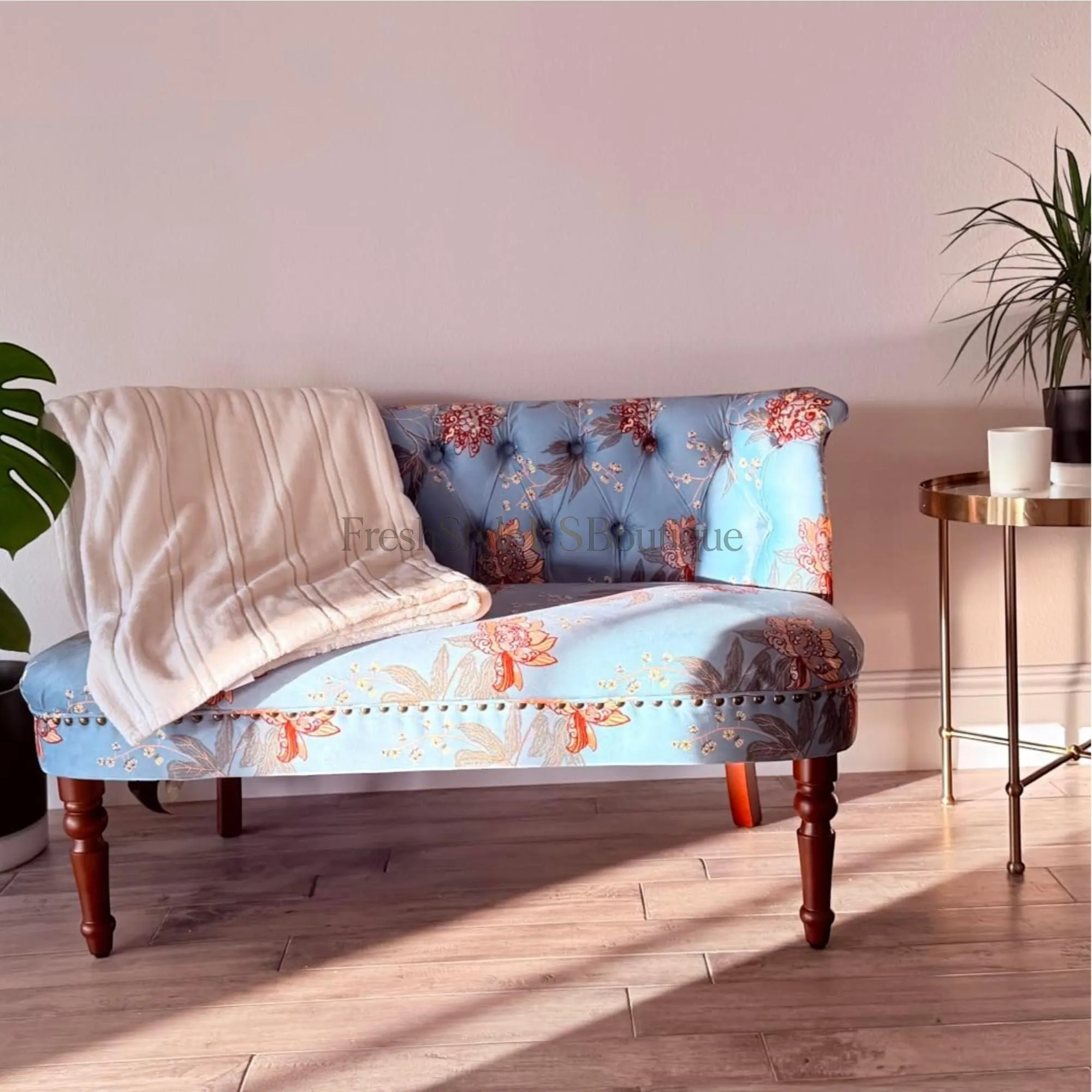 Victorian Settee Loveseat | Modern Chesterfield Sofa | Upholstered Dining Banquette