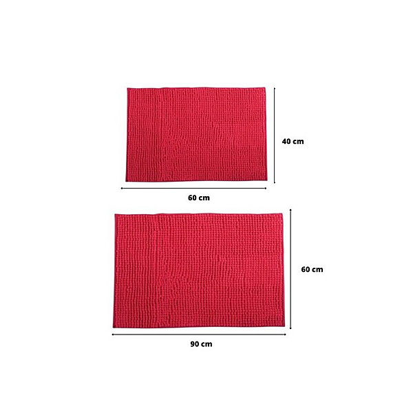 Lot de 2 Tapis de bain Microfibre CHENILLE Fuschia 40x60 et 60x90cm MSV