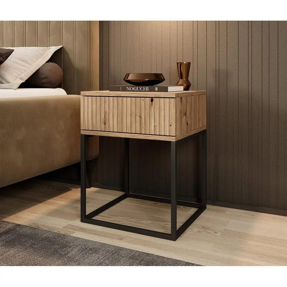 Meubella - Nachtkastje Sylvester 1 - Eiken - 40 cm