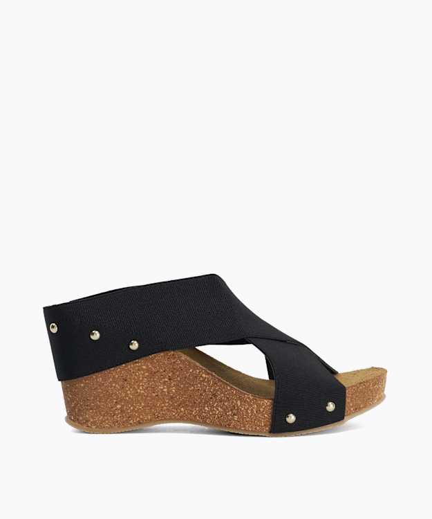Krossleys Black - Open Toe Wedge Sandals
