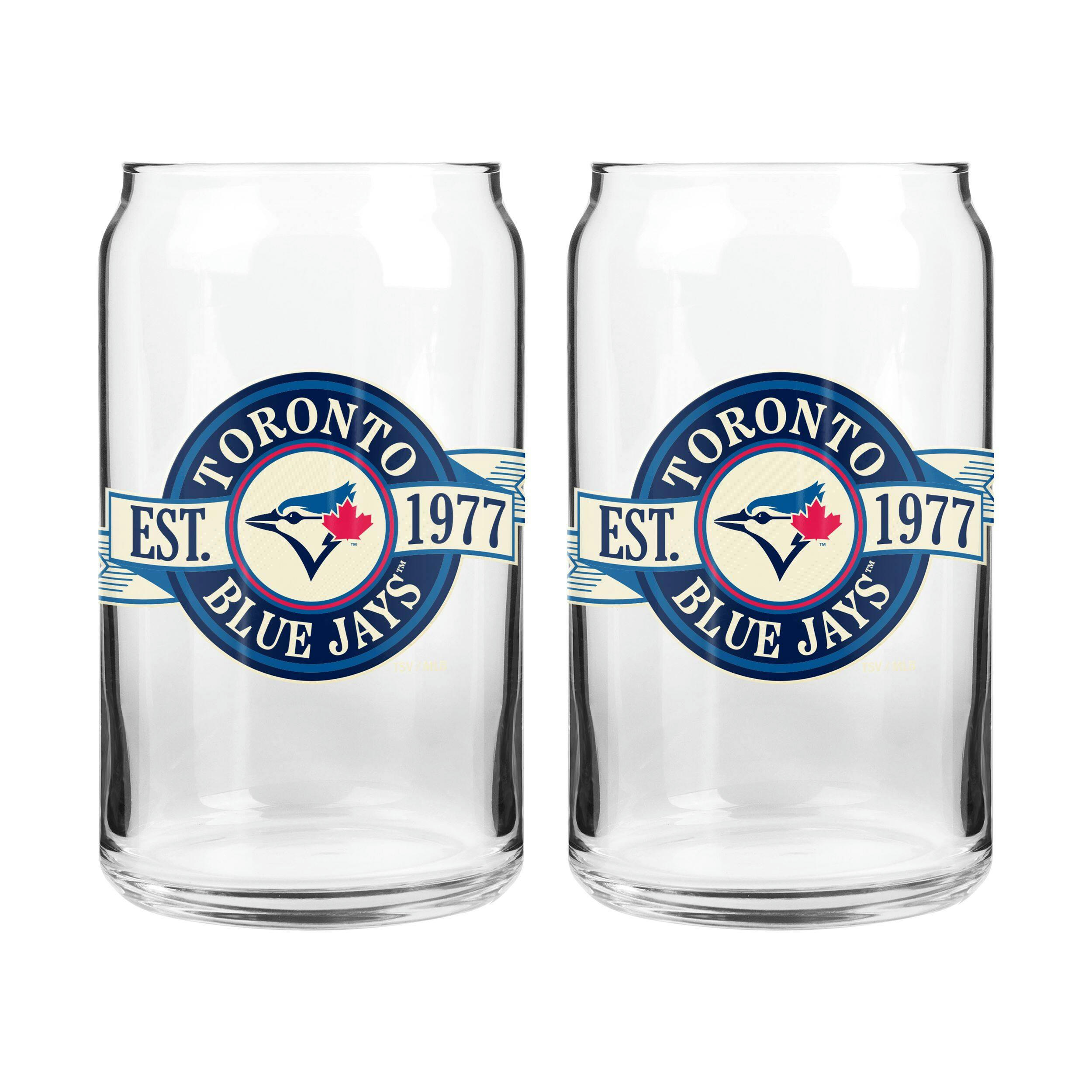 CFL Toronto Argonauts Can Glass Cup Set, Dishwasher Safe, For CFL Football Fans/Collectors, 2-pk