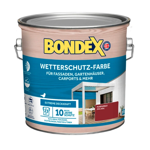 Wetterschutzfarbe, purpurrot, 2,5 Liter