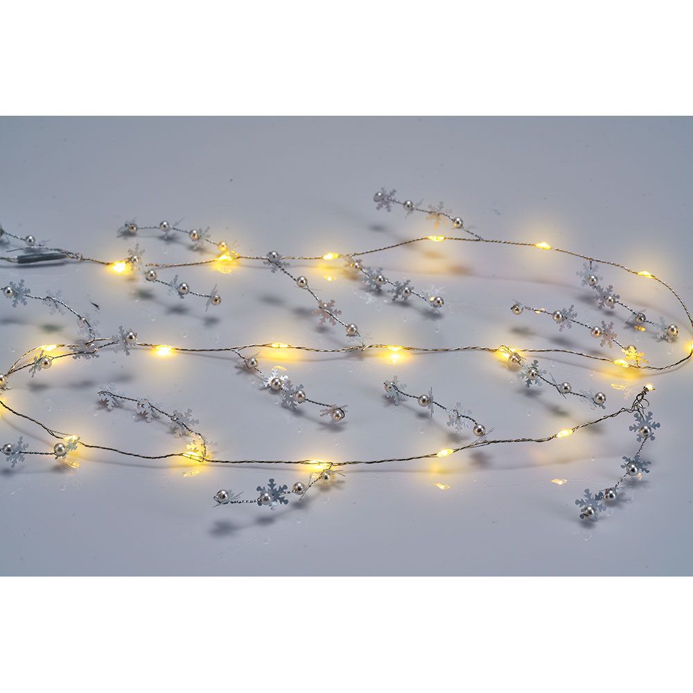 Guirlande lumineuse de No&euml;l flocon argenté 20 microled
