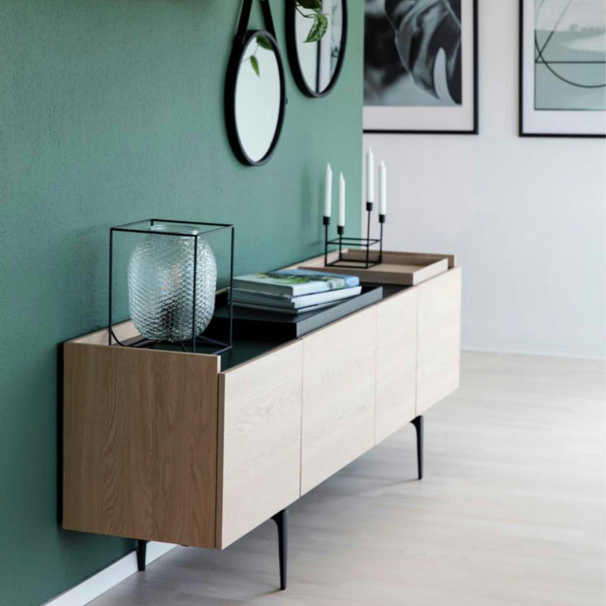 COPEK - Buffet en bois clair 200cm 4 portes