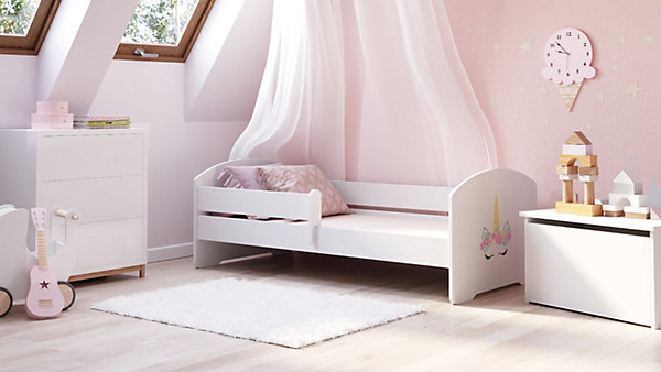 LUK lit enfant avec barreau 160x80 corne de licorne