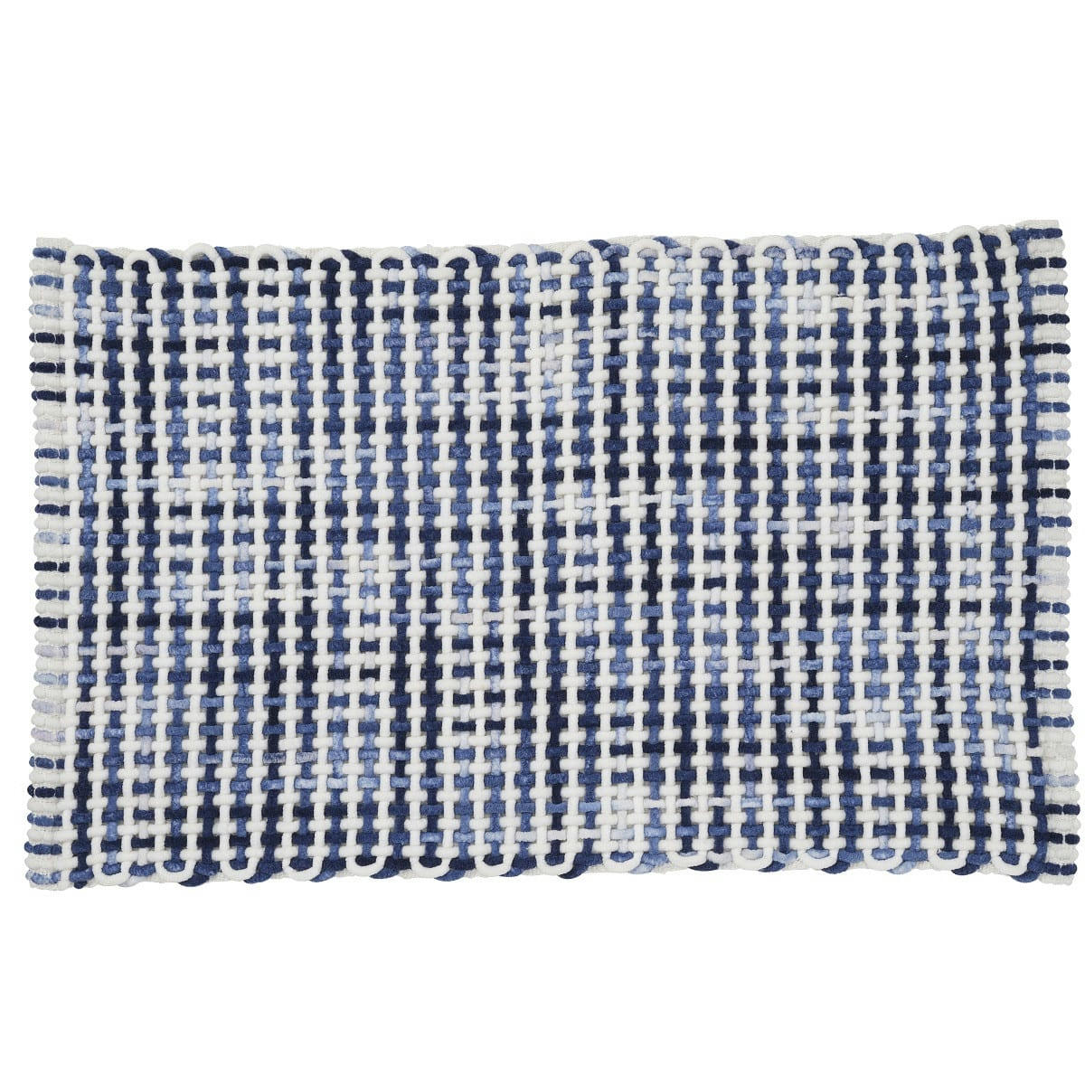 QUADRI - Tapis de bain en polycoton fantaisie bleu 50x80cm