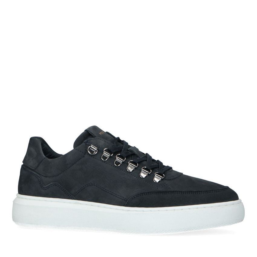 Manfield Donkerblauwe nubuck sneakers