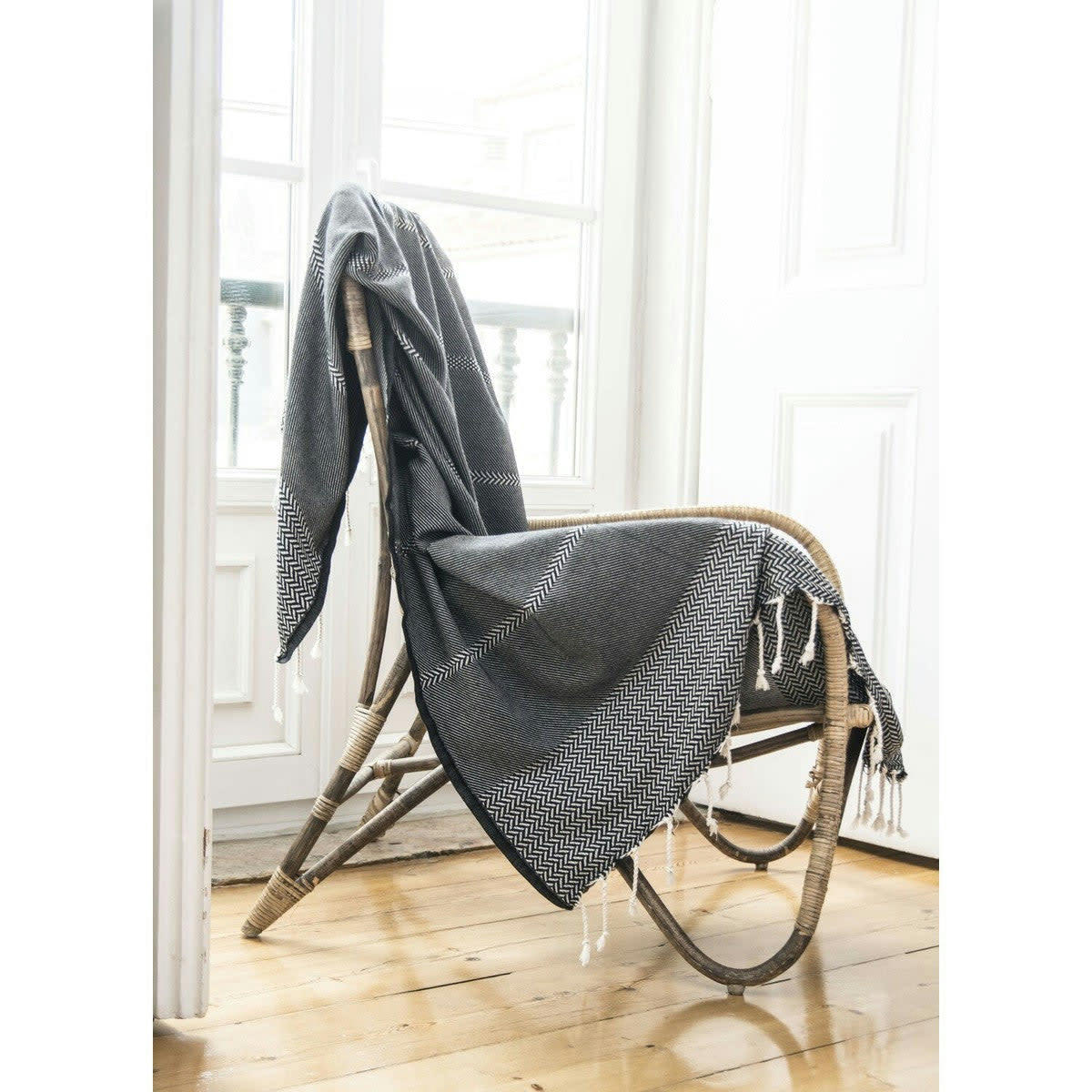 OSLO - Plaid coton  160x250 noir