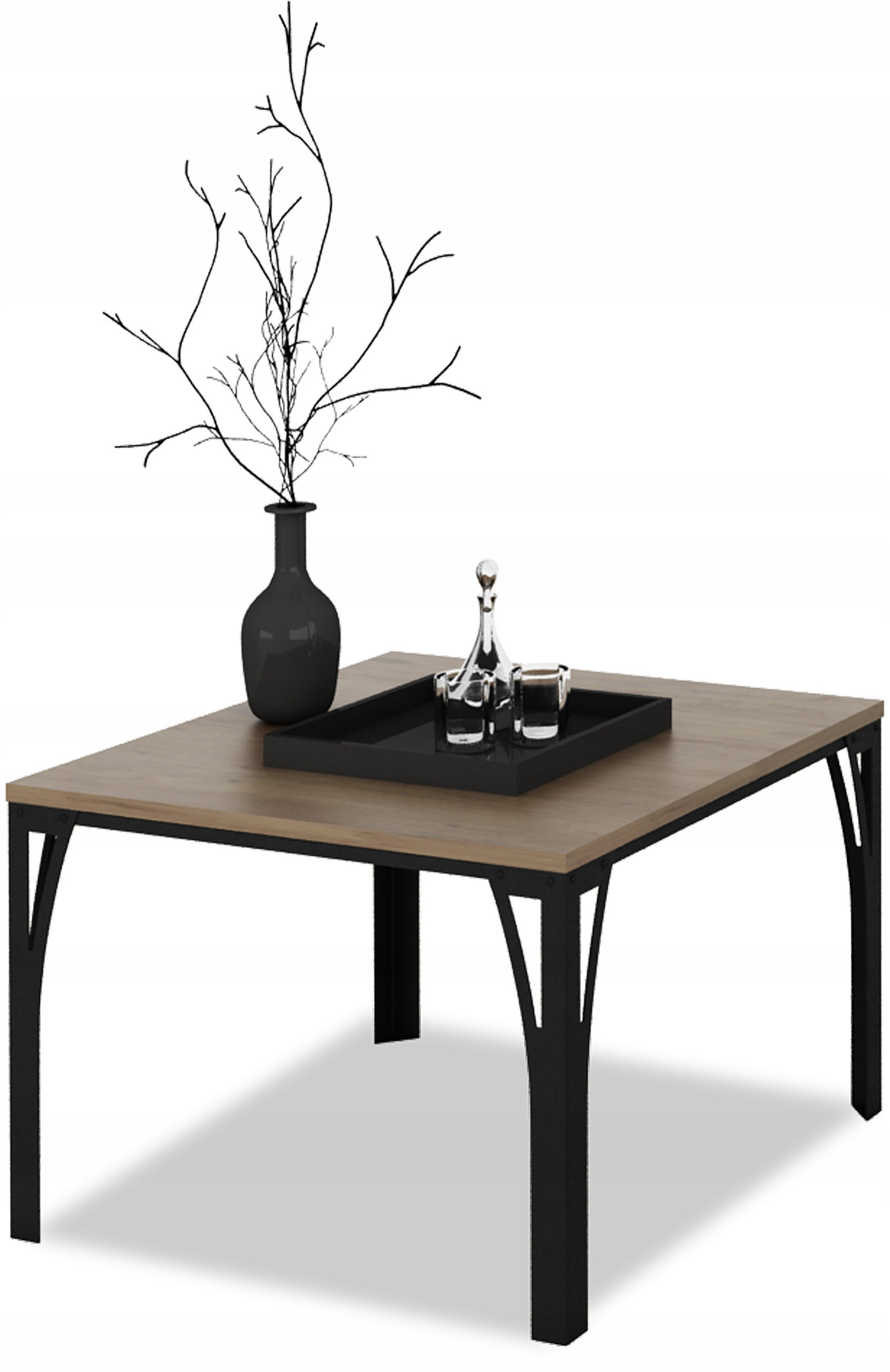 Stolik Skręcany Ława Loft Industrial Salon EKO 65x65x45 Czarny Dąb Lancelot