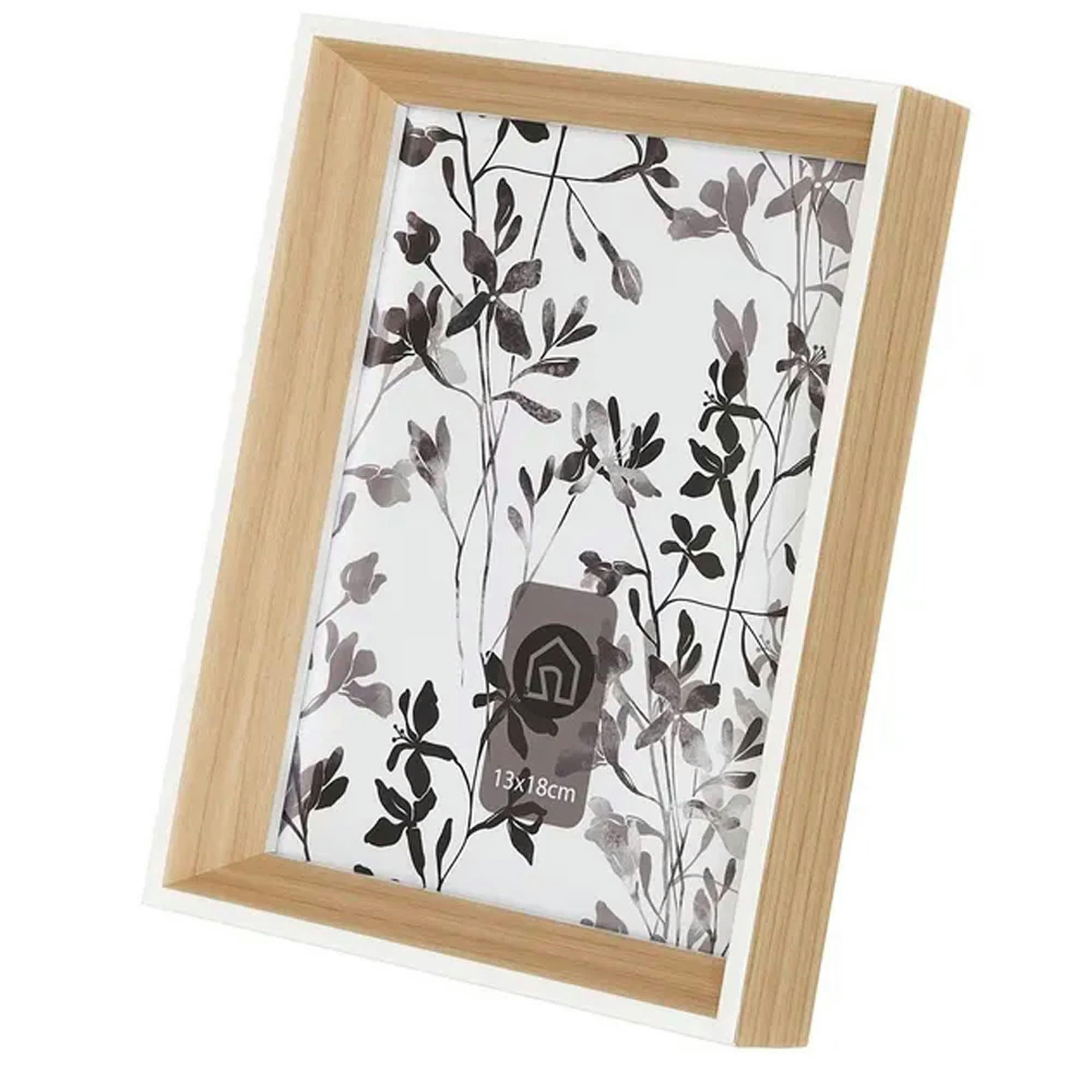 - Cadre photo en plastique couleur bois et blanc 13x18cm