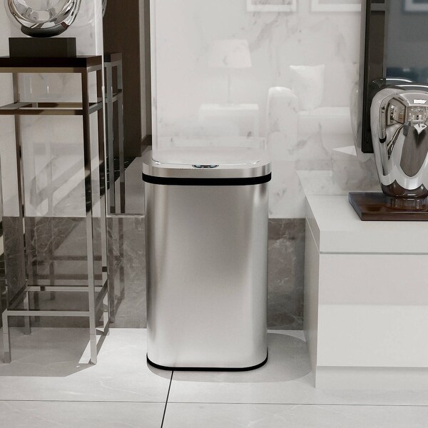 Innovaze 15.85 Gal./60 Liter Stainless Steel Oval Motion Sensor Trash Can for Kitchen