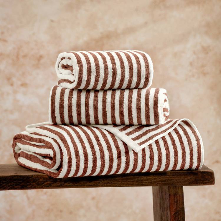 Yard Hebden Stripe Bath Sheet - Brown
