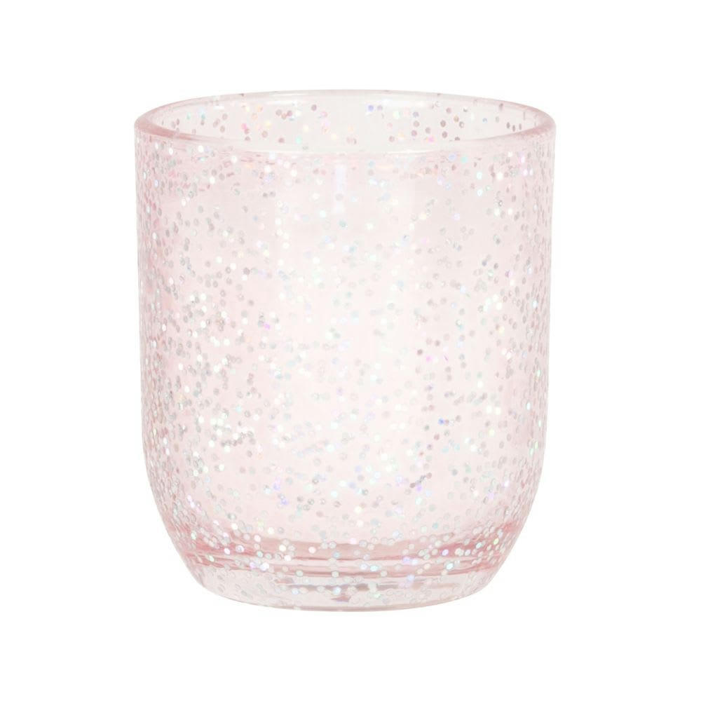 AMOUR - Bougie parfumée en verre rose à paillettes