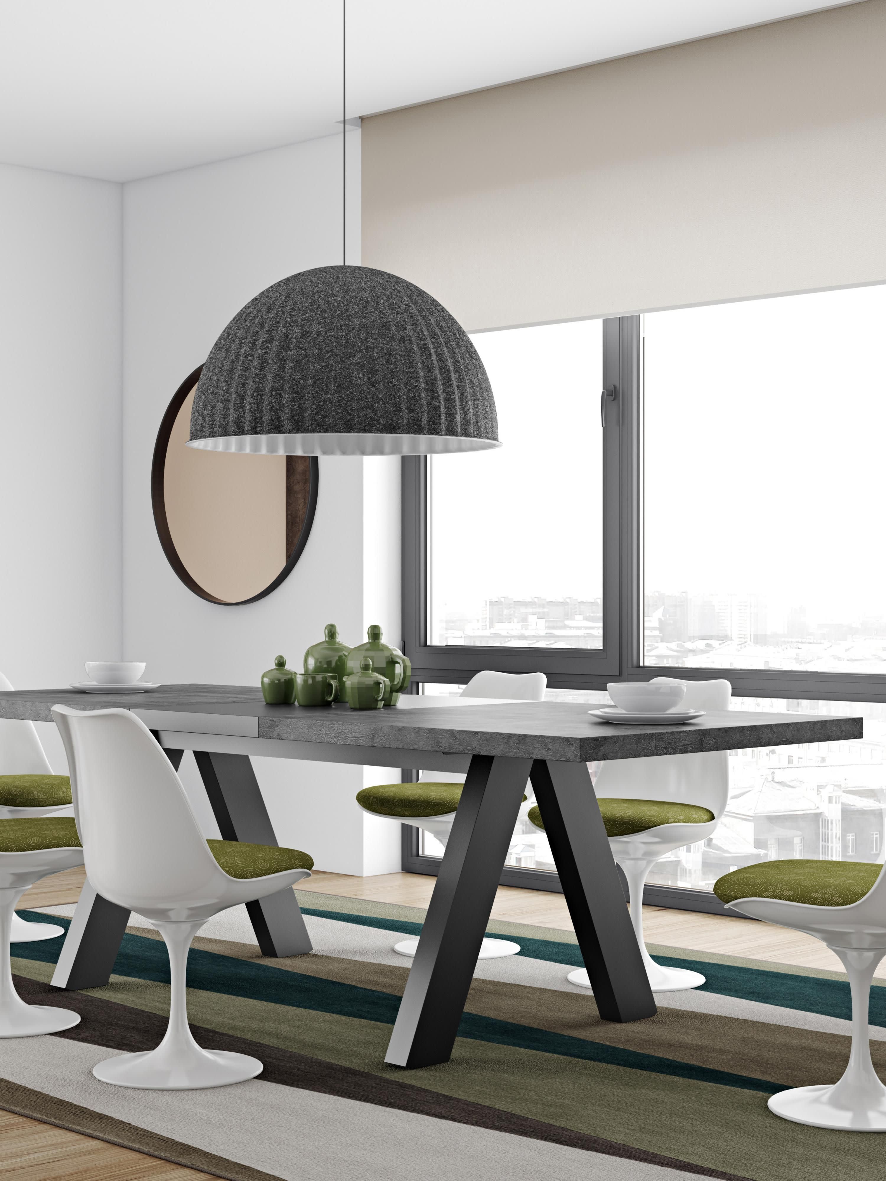 Ausziehbarer Esstisch Apex in Beton-Optik, 200 - 250 x 100 cm