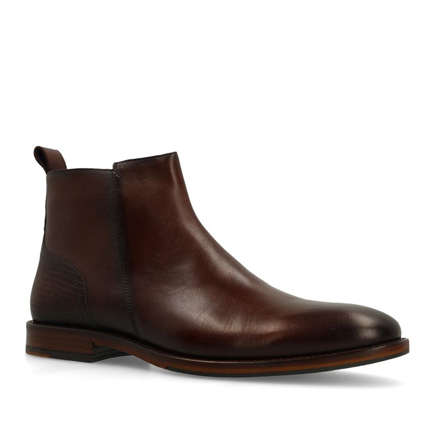 Manfield Bruine leren Chelsea boots