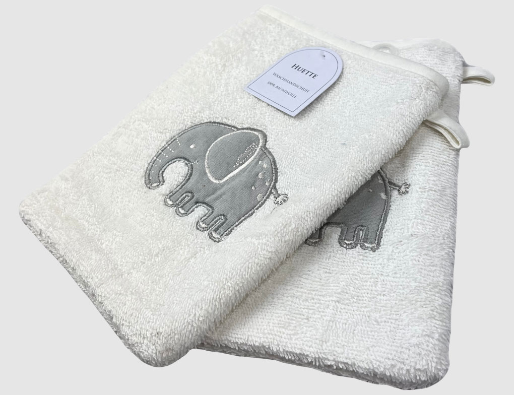 Waschlappen Elefant Weiß 2er Set