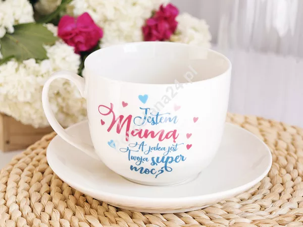 Filiżanka ze spodkiem 0,4 L / 16 cm BGtech - Jestem Mamą a jaka jest Twoja super moc? 30.DM.032