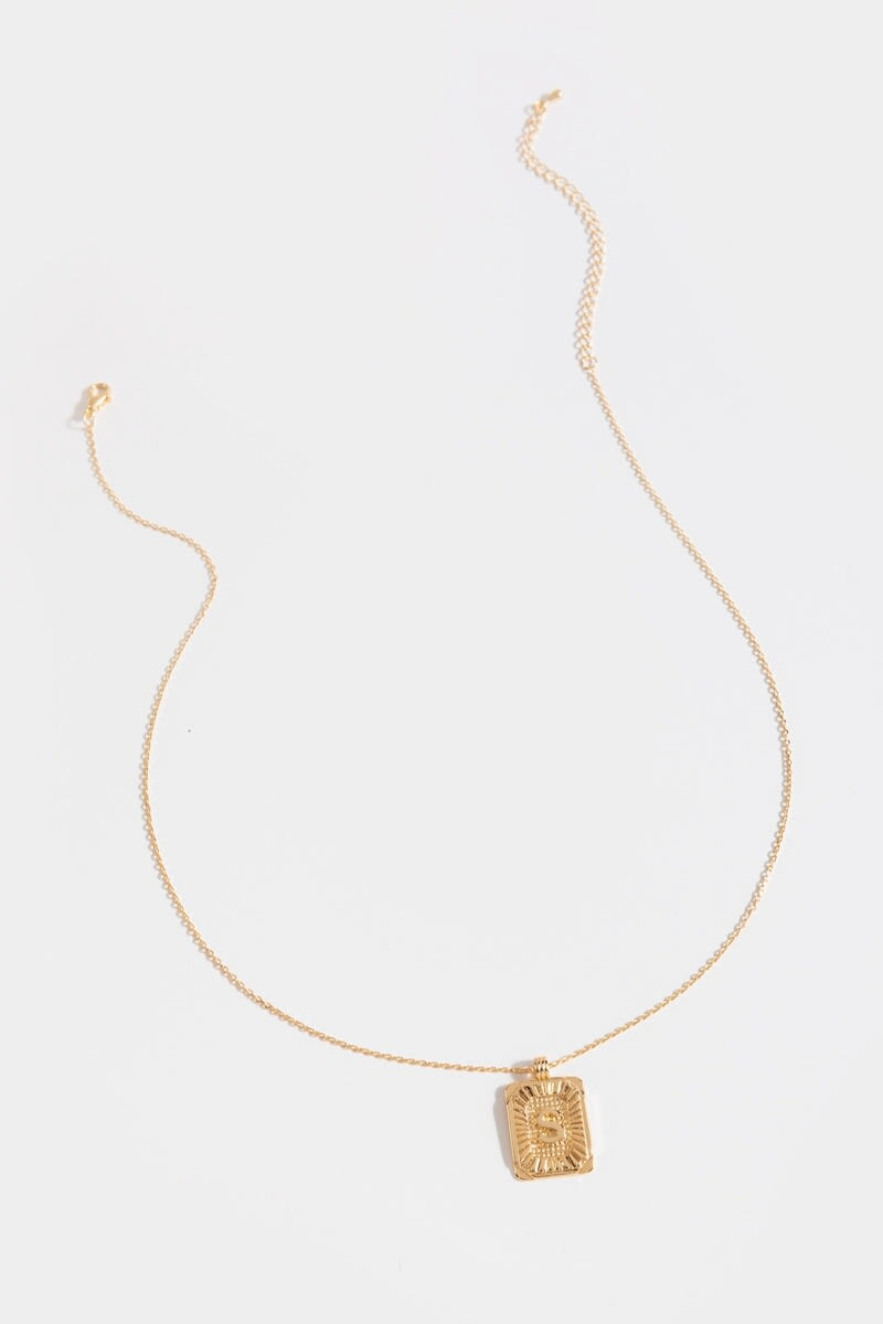 Initial ID Tag Pendant Necklace