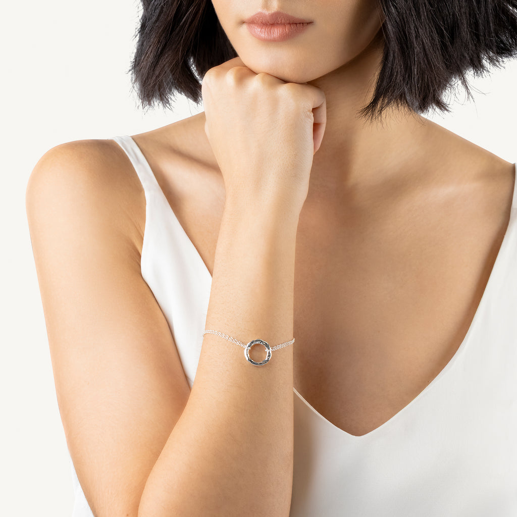 Hadley Lane - Silver Plated Hammer Hoop Bracelet