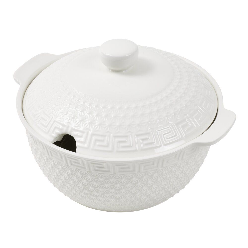 Service à soupe 9 pièces bols louche soupière porcelaine blanche
