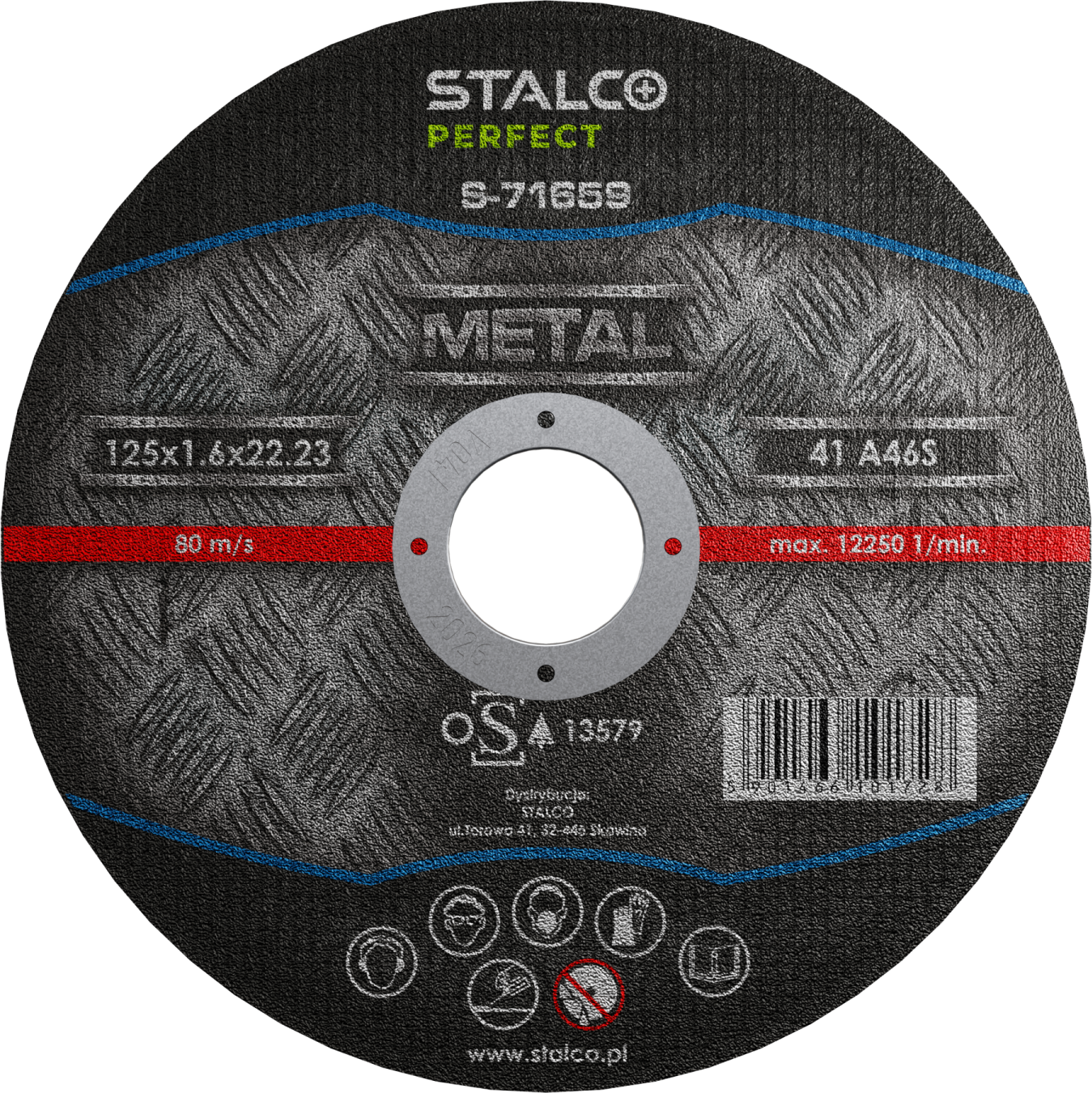 Tarcza do cięcia metalu - płaska ø 115 x 1,0 x 22, 23 mm STALCO PERFECT S-71651