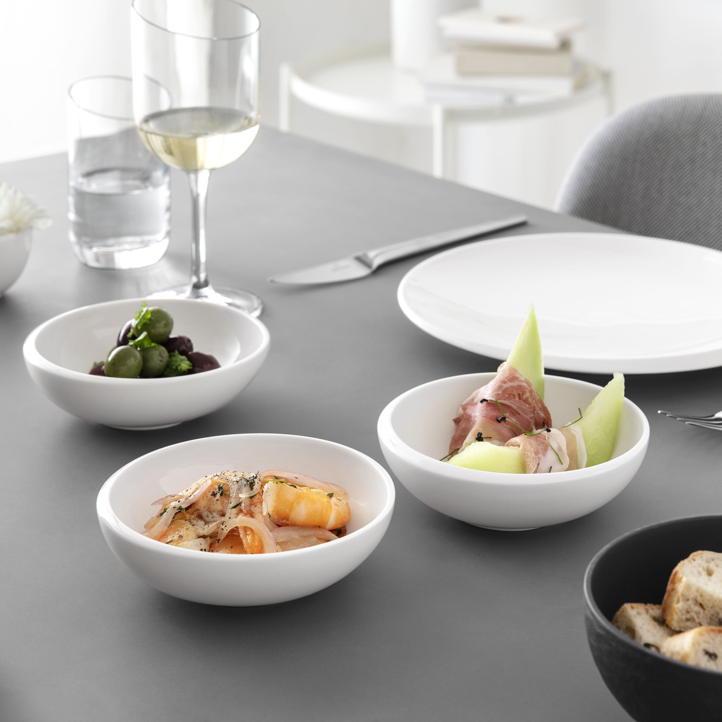 NewMoon Appetizer/ Dessert Bowl - White, 4.8 oz, Premium Porcelain