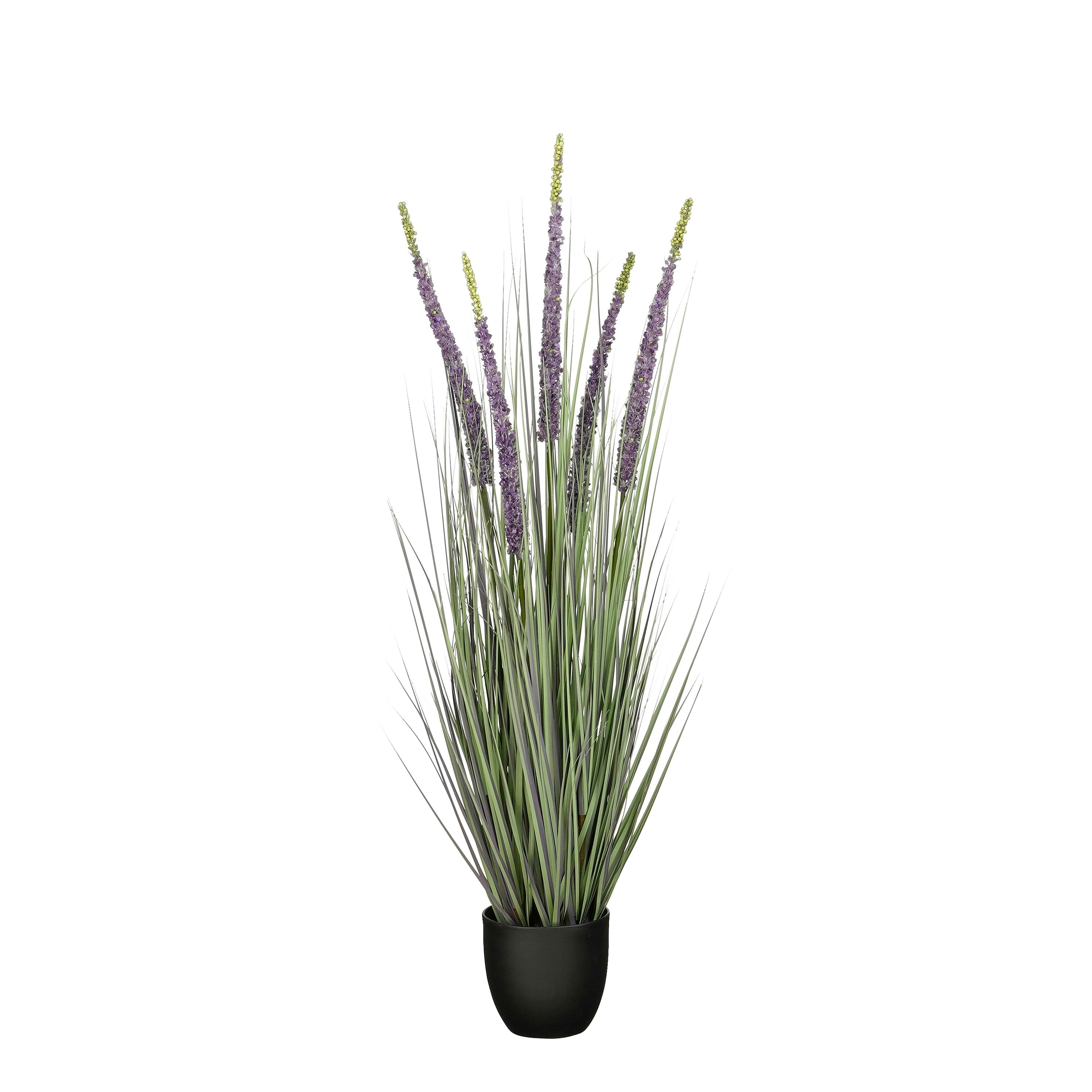 Mica Decorations Eremurus – Kunstgras in Pot – Realistische Nepplant Woondecoratie – Kunstplanten voor Binnen en Buiten – H110 x Ø35 cm – Groen, Paars