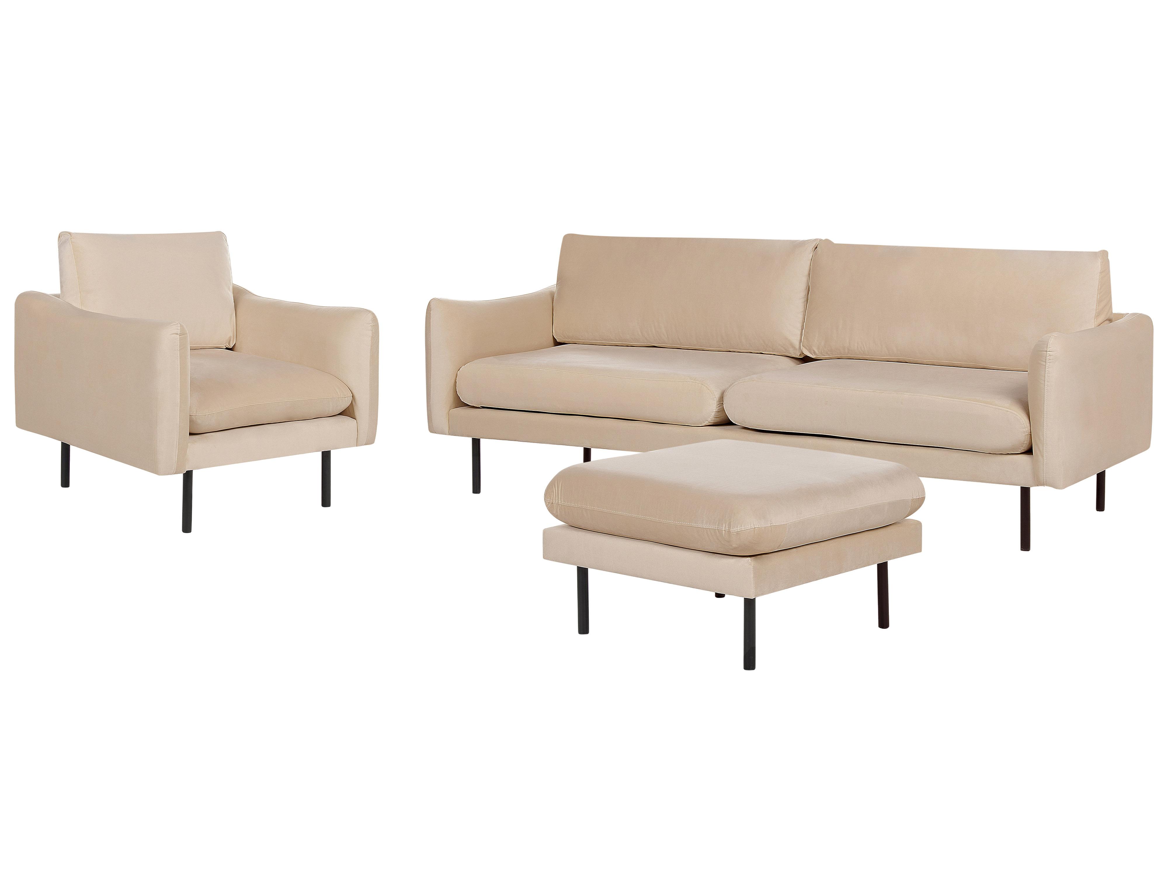 Living Room Set 4 Seater VINTERBRO Velvet Beige