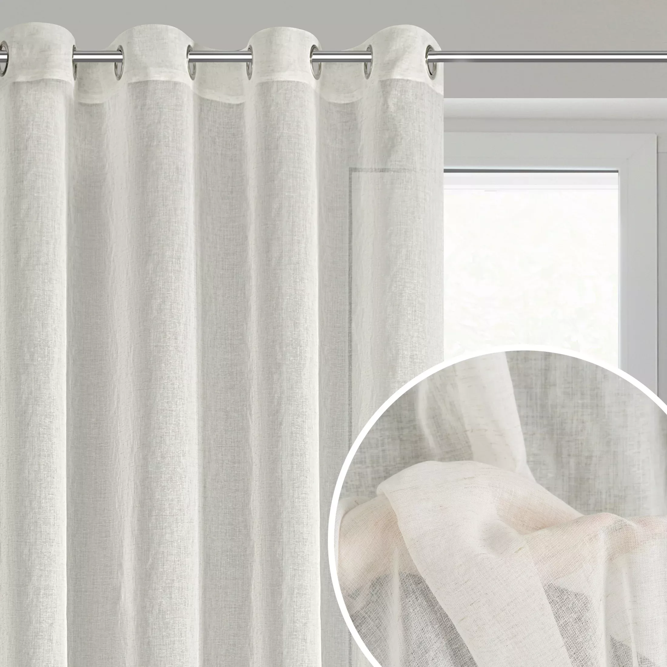 Firana naturalna z domieszką lnu 140x250 cm przelotka - AUREA