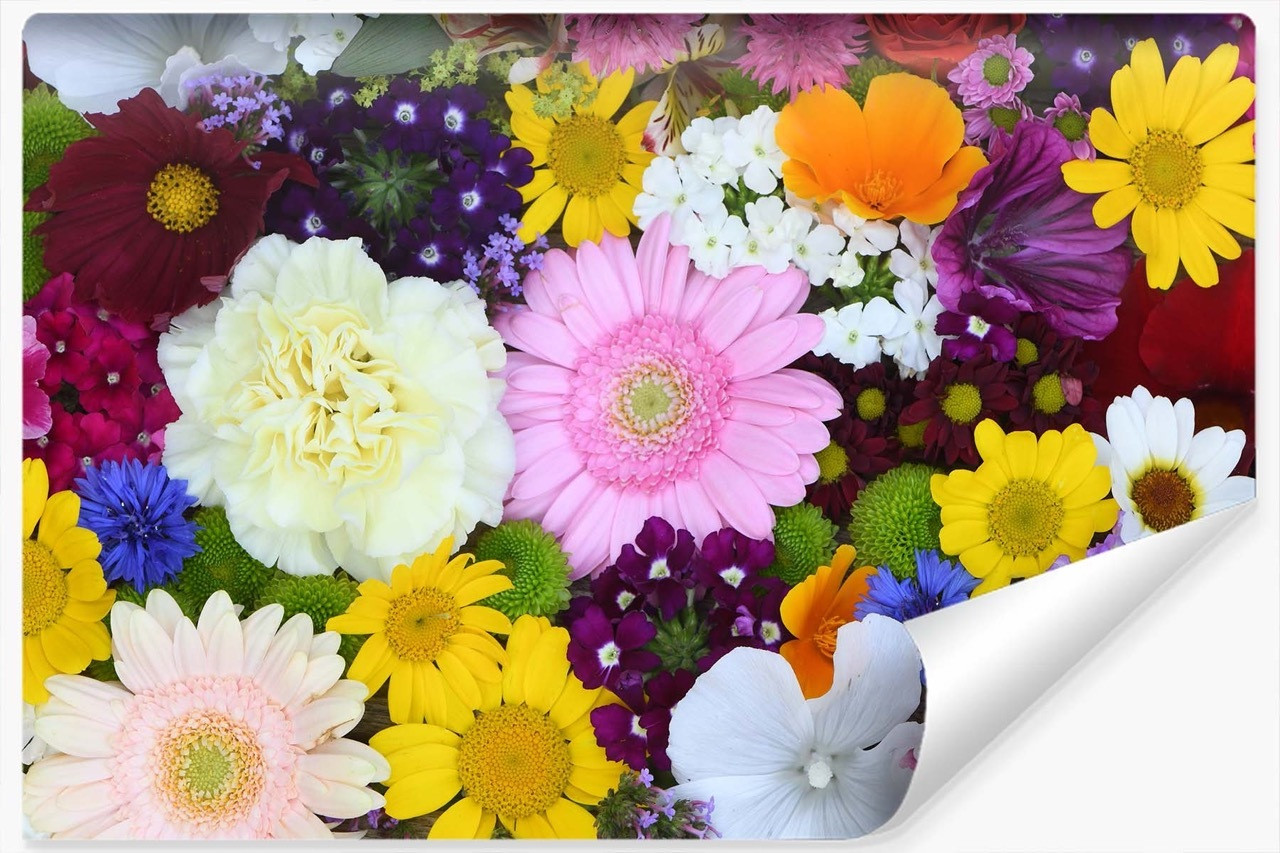 Fototapeta Ścienna KOLOROWE Kwiaty Wzór 3D 90x60cm
