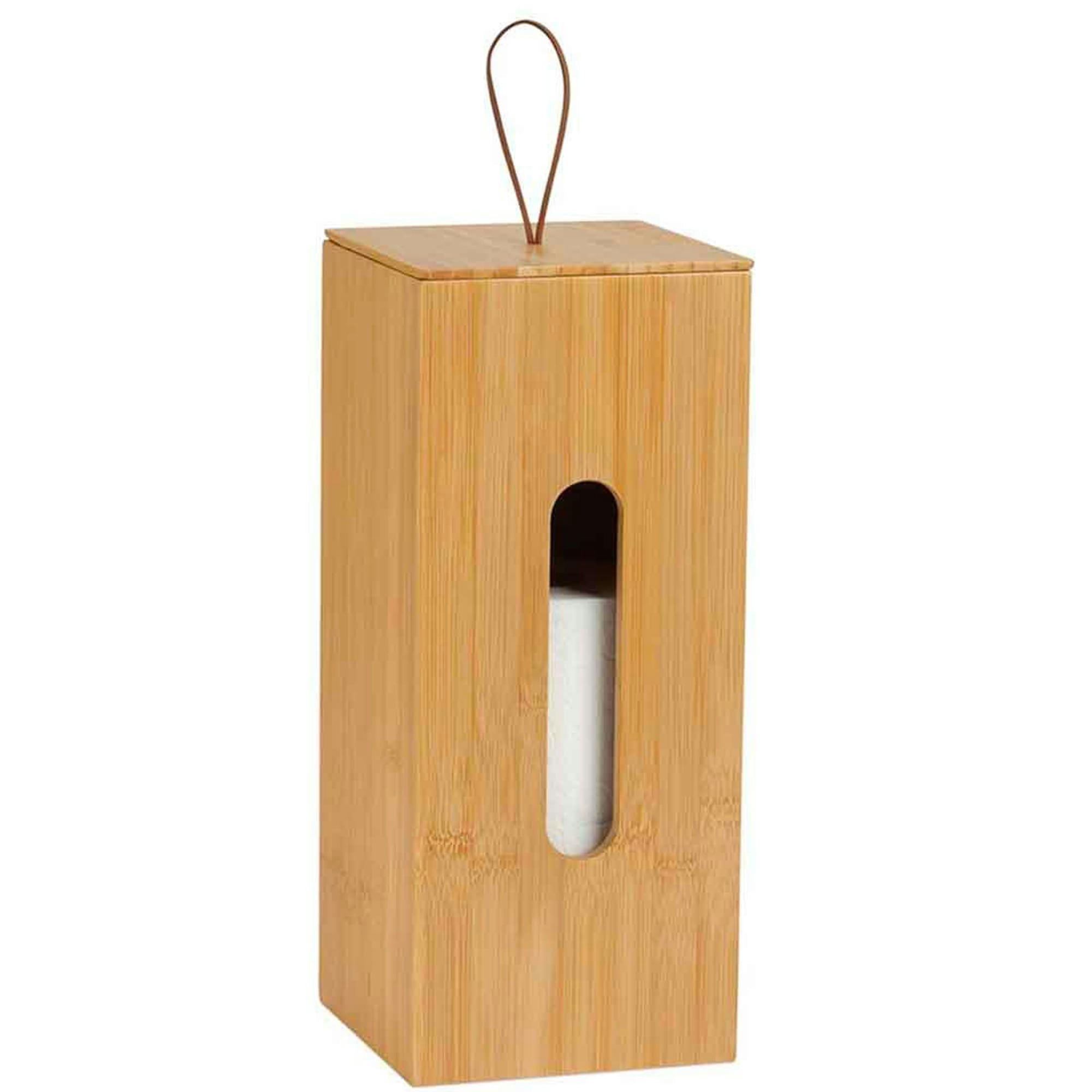 - Rangement stock rouleaux papier toilette en bambou 14x14x33cm